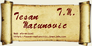 Tešan Matunović vizit kartica